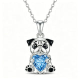 Sterling Silver 12 Month Birthstones Hedgehog Pug Fox Otter Pendant Necklace Gifts for  Birthday, Christmas, Graduation