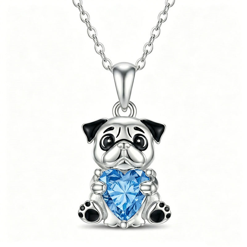 Sterling Silver 12 Month Birthstones Hedgehog Pug Fox Otter Pendant Necklace Gifts for  Birthday, Christmas, Graduation
