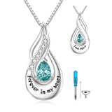 Sterling Silver Personalized Engraved Birthstone Urn Necklace for Ashes