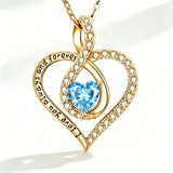 14K Gold Plated Love Heart Birthstone Necklace for Women