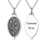 Sterling Silver 12 Month Birth Flower Urn Necklace for Ashes