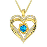 14K Gold Plated  Birthstone Rose Flower Pendant Necklace Birthday Wedding Anniversary Jewelry Gifts for Women