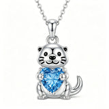 Sterling Silver 12 Month Birthstones Hedgehog Pug Fox Otter Pendant Necklace Gifts for  Birthday, Christmas, Graduation