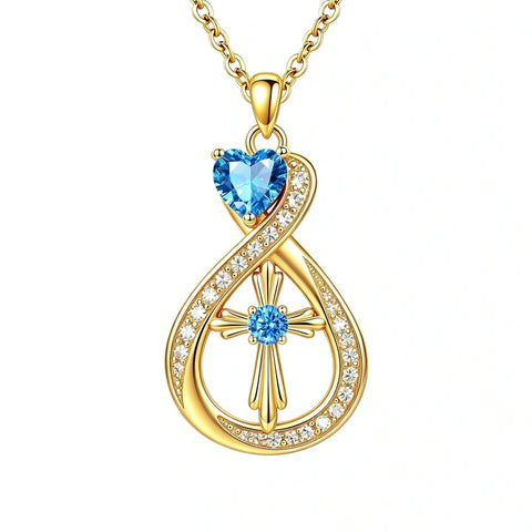 14K Gold Plated Infinity Birthstone  Butterfly Cross Necklace for Women