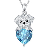 Dog Pendant Necklace with Synthetic Birthstone Silver Dog Necklace Gift for Women Girl