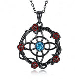 Sterling Silver Black Heart Skeleton Birthstone Necklace With Engraved Halloween Gift