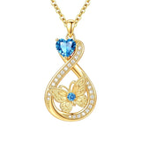 14K Gold Plated Infinity Birthstone  Butterfly Cross Necklace for Women