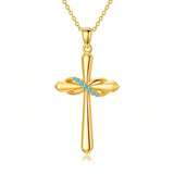 14K Gold Plated Birthstone Infinity  Cross Pendant NecklaceJewelry for Women