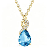 14K Gold Plated  Teardrop Birthstone Pendant Necklace Birthday Gifts for Women
