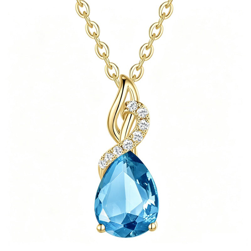 14K Gold Plated  Teardrop Birthstone Pendant Necklace Birthday Gifts for Women