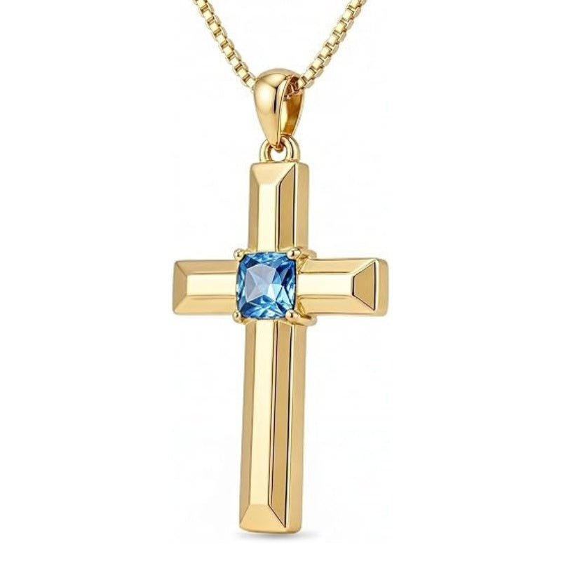 14K Gold Plated  Birthstone Cross Necklace  Pendant Necklace Mother's Day Birthday Gifts for Women