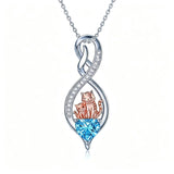 Sterling Silver 12 Month Birthstone Infinity Heart Animal Pendant Necklace Christmas Birthday Jewelry Gift