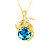 14K Gold Birthstone Dragon Necklace Pendant Necklace