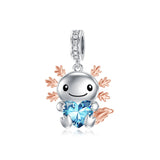 Sterling Silver Birthstone Axolotl  Bead Charm for Axolotl Lovers