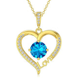 14K Gold Plated  12 Months Heart Birthstone Pendant Necklace Birthday Wedding Anniversary Jewelry Gifts for Women