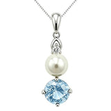 14K Gold Plated Birthstone 8MM  Round Pearl Pendant Necklace for Women