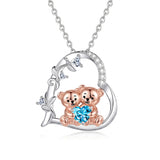 Sterling Silver Birthstone Teddy Bear Pendant Necklace