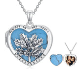 Sterling Silver Turquoise Personalized Photo 12-Month Birth Flower Pendant Necklace