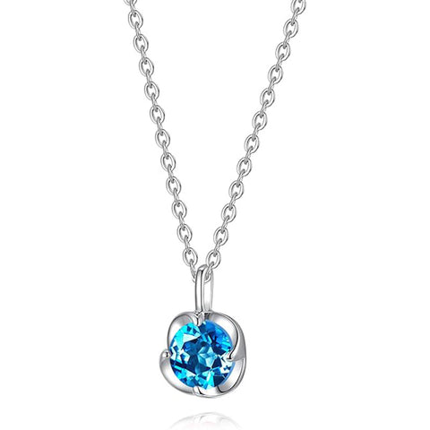 10K 14K 18K White Gold Birthstone  Flower Pendant Necklace Mothers Day Gift