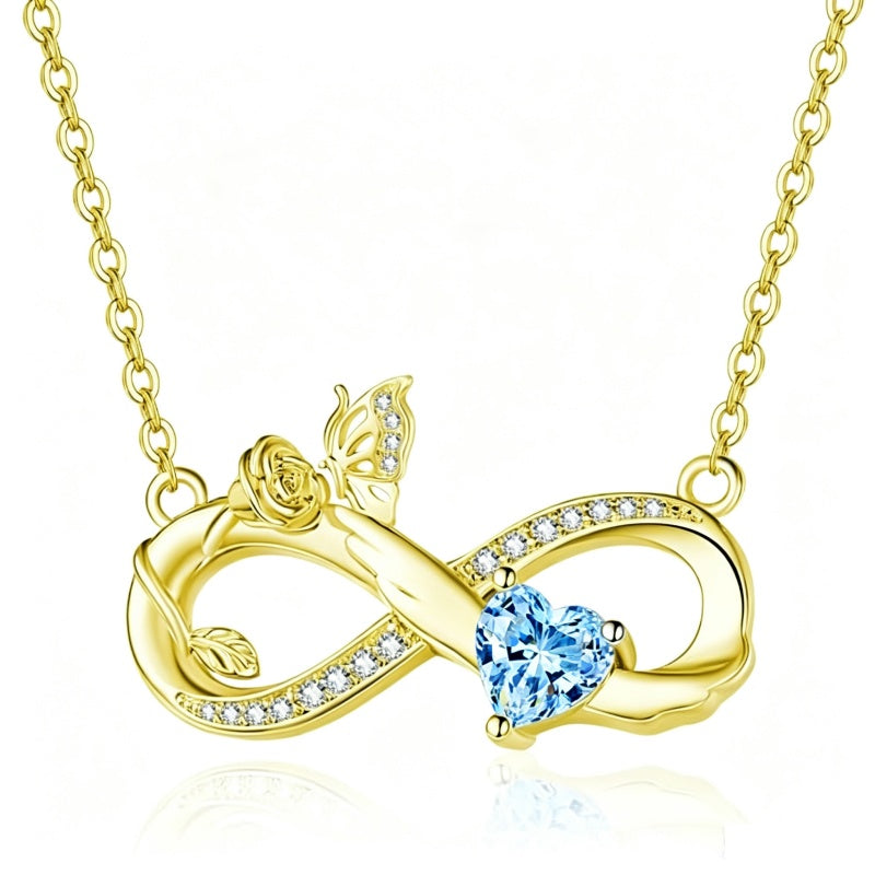 14K Gold Plated Birthstone Butterfly Necklace for Women Ideal Gift for Anniversary Christmas Birthday