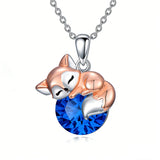 Sterling Silver 12 Month Birthstone Fox Pendant Necklace for Women
