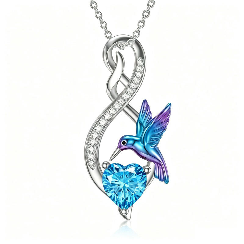 Sterling Silver 12 Month Birthstone Infinity Heart Animal Pendant Necklace Christmas Birthday Jewelry Gift