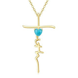 Cross Faith Heart 14K Gold Plated  Birthstone Necklaces for Women