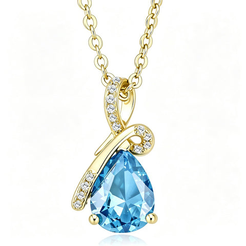 14K Gold Plated  Teardrop Birthstone Pendant Necklace Birthday Gifts for Women