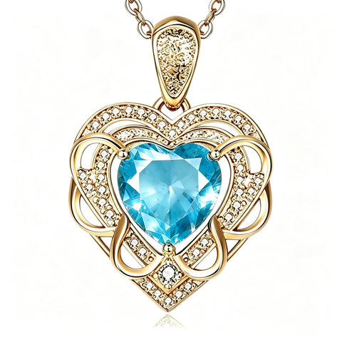 14K Gold Plated Heart Birthstone Heart Necklace for Women Fashion Wedding Anniversary Birthday Gifts