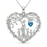 Sterling Silver Heart Pendant Birthstone Tree of Life Mother Child Family Necklace