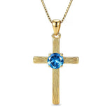 14K Gold Plated  Birthstone Cross Necklace  Pendant Necklace Mother's Day Birthday Gifts for Women