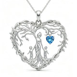 Sterling Silver Heart Pendant Birthstone Tree of Life Mother Child Family Necklace