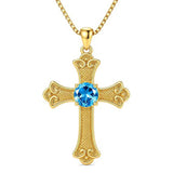 14K Gold Plated  Birthstone Cross Necklace  Pendant Necklace Mother's Day Birthday Gifts for Women