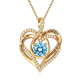 14K Gold Plated Heart Birthstone Infinity Necklace Christmas Valentine Birthday Gift