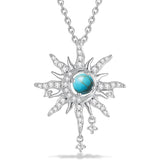 Sterling Silver Birthstone Sun Moon Pendant Necklace for Women
