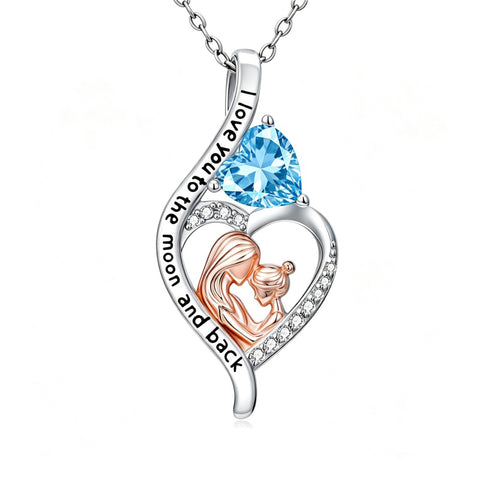 14K Gold Plated Birthstone Heart Infinity Necklace Mother's Day  Gift