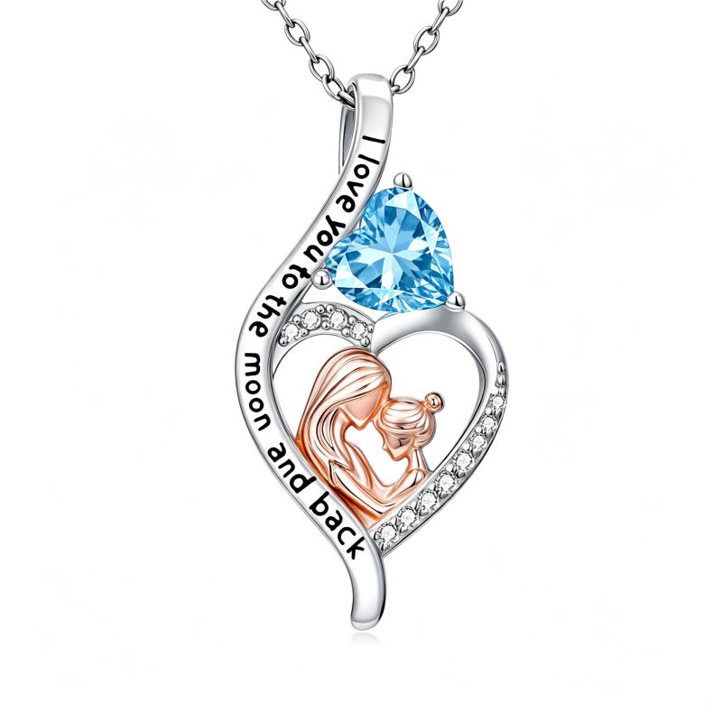 14K Gold Plated Birthstone Heart Infinity Necklace Mother's Day  Gift