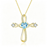 14K Gold Plated Heart Birthstone Infinity Religious Cross Pendant Necklace for Women