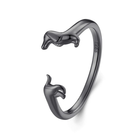 Sterling Silver Dachshund Adjustable Animal Ring