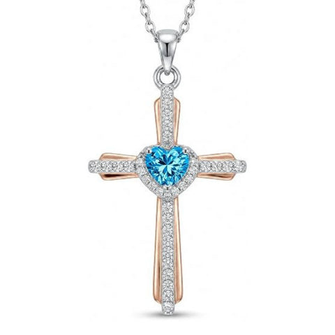 14K Gold Plated Birthstone Cross Necklace for Women  Protection Jewelry