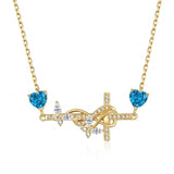 14K Gold Plated Birthstone Butterfly Cross Necklace for Women Anniversary Christmas Birthday Gift
