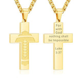 14K Gold Plated Bible Verse Football Cross Pendant Necklace