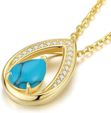 Sterling Silver Teardrop Birthstone Pendant Necklace Valentine's Day Gifts for Her