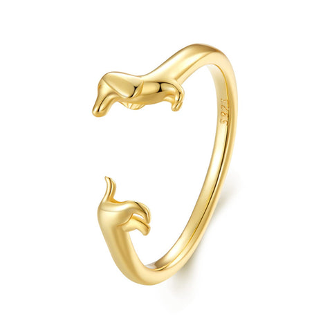 Sterling Silver Dachshund Adjustable Animal Ring