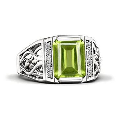 Sterling silver 10K 14K 18K Gold Emerald Cut 4 Carat Mens Gemstone Engagement Ring Promise Ring for Men