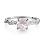 Sterling Silver 7x7mm Round Cut Gemstone Twist Infinity Engagement Ring for Women