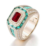Sterling Silver 10K 14K 18K Gold Emerald Cut Gemstone Engagement Ring Wedding Anniversary Ring for Men