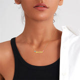 10K Gold 14K Gold 18K Gold 2 Heart Birthstone Personalized Name Pendant Necklace