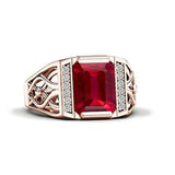 Sterling silver 10K 14K 18K Gold Emerald Cut 4 Carat Mens Gemstone Engagement Ring Promise Ring for Men