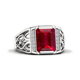 Sterling silver 10K 14K 18K Gold Emerald Cut 4 Carat Mens Gemstone Engagement Ring Promise Ring for Men